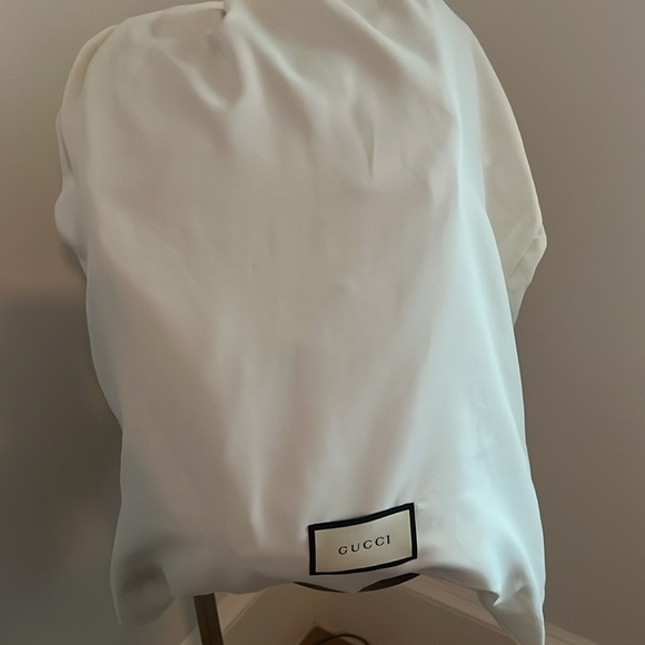 Gucci Authentic Blk GG Monogram Nylon Drawstring Backpack Leather Trim 510336 - Picture 14 of 16